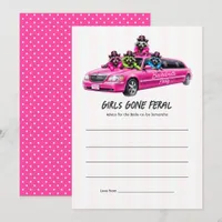 Girls Gone Feral Funny Raccoon Limo Bachelorette Advice Card