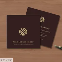 Burgundy Gold Logo Square Business Card