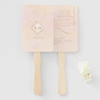 Fine Lines Gold Abstract Wedding V1 Blush ID867 Hand Fan