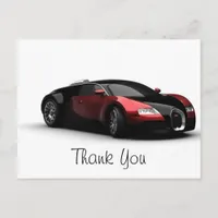 Posh Sports Car Wedding Thank You Postcard