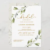 Bridal Shower Invitation - Elegant Fairytale Green