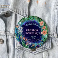 Watercolor Floral  Women's Day Button