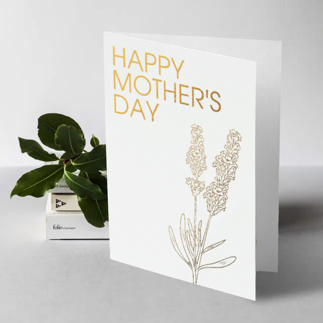 Minimalistic Lavendar Flower | Mother's Day Foil Card