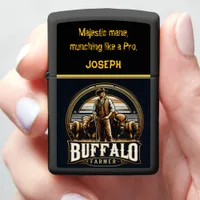 A Dedicated Farmer Tending to His Bison Herd Zippo Lighter