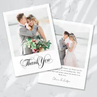 Modern Multi Picture Calligraphy Wedding Thank You Card