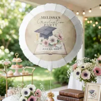 Vintage Floral Open Book Graduation Cap Party Balloon