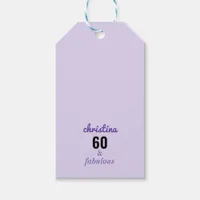 Personalized 60 and Fabulous 60th Birthday Purple Gift Tags