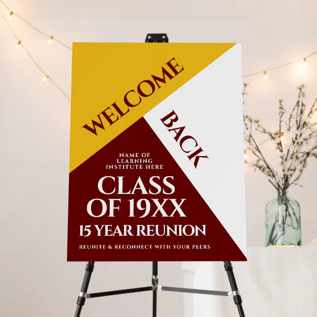 Red & Gold School College Class Reunion Welcome Foam Board