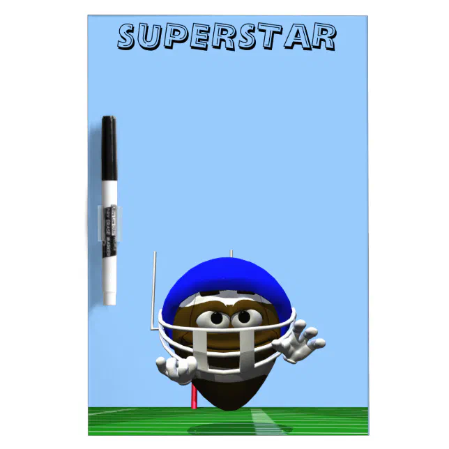 Funny Cartoon Football in a Helmet Dry-Erase Board