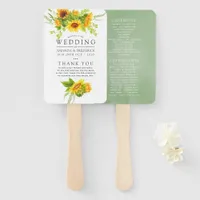 Watercolor Bohemian Boho Sunflower Wedding Program Hand Fan