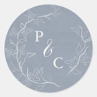 Dusty Blue Ivy Monogram Wedding Envelope Seal