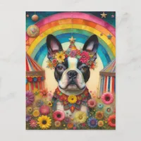 Boston Terrier Circus Colorful Postcard