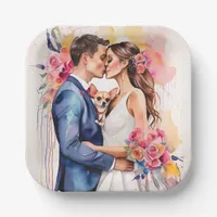 Beautiful Wedding Couple with Cute Funny  Paper Plates