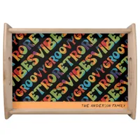 Groovy Retro Vibes Cool Colorful Personalized Serving Tray