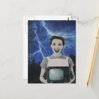 An electrifying woman retro  postcard
