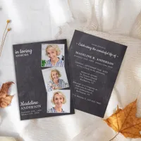 Rustic 3 Photos Memorial Celebration Of Life Invitation