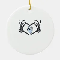 Skeleton Heart Hands Classic Design For Halloween Ceramic Ornament