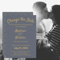 Change the Date Wedding Postponed Minimalist Grey Save The Date