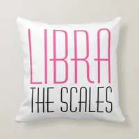 Libra The Scales Initials Typography White Zodiac Throw Pillow