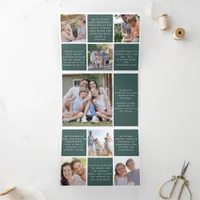 Family Year in Review Photos Green Tri-Fold Holiday Card