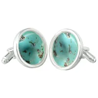 Turquoise Gemstone Image Round Cufflinks