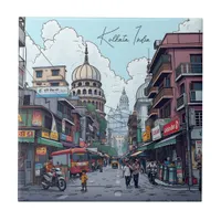 Ai Illustration of Kolkata, India Ceramic Tile