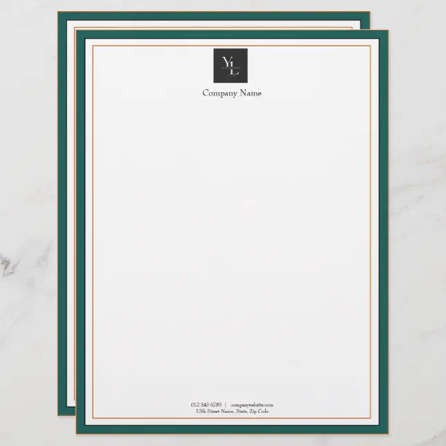 Modern Green White Gold with Logo Business Letterhead