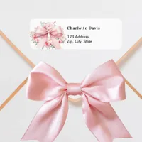 Pink bow floral return address  label