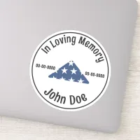 In Loving Memory Veteran Custom Cut Vinyl Sticker