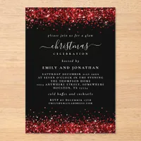 Red Glitter Border Christmas Black Acrylic Acrylic Invitations