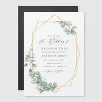Watercolor Eucalyptus Geometric Wedding Magnetic Invitation
