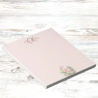 Pink flamingo tropical monogram notepad