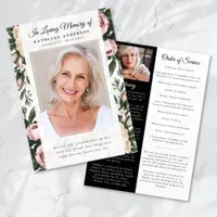 Vintage Floral Photo Memorial Service Program