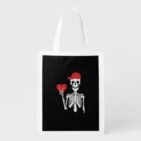 Roll Skeleton Hands Heart Valentines Day Skull Grocery Bag