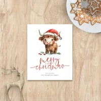 Budget Cute Santa Hat Highland Cow Merry Christmas