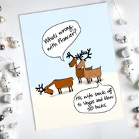 Funny Reindeer Vegas Christmas Holiday Postcard