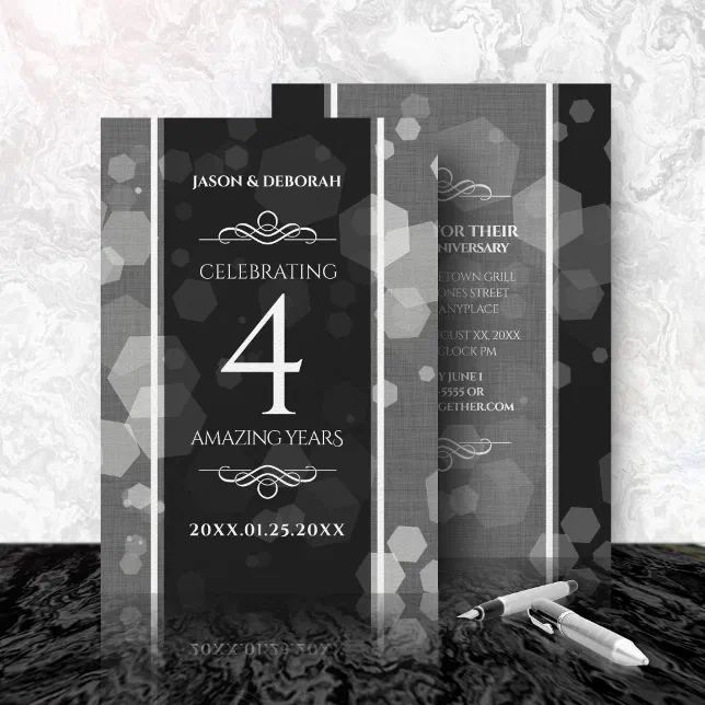 Elegant 4th Linen Wedding Anniversary Celebration Invitation