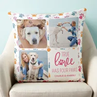 True Love Customized Pet Dog Lover 4 Photo Collage Throw Pillow