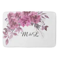 *~* Lavender Magenta Monogram Hydrangea Romantic Bath Mat