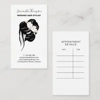 Wedding Hair Stylist Hair Graphic Black White Business Card