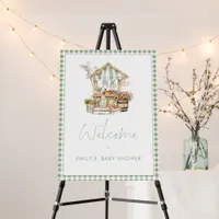 Sage Gingham Locally Grown Welcome Baby Shower  Foam Board