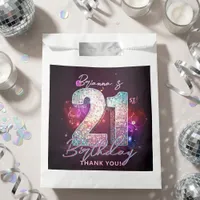 Glam Silver Disco Ball Music Notes 21st Birthday Favor Bag