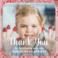 Modern Personalized Photo Thank You Birthday  Square Sticker