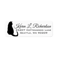 Cat Lover's Dramatic  Black Cat Silhouette Address Label