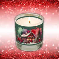 Monogram Festive Vintage Christmas on green | Scented Candle