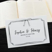 Classic Modern Timeless Black & White Bow Wedding Guest Book