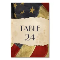 Old Patriotic Vintage Flag Military Wedding Table Number