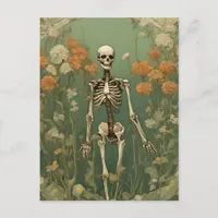 Skeleton and Flowers  Postcard