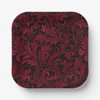 Burgundy Paisley Wedding Paper Plates