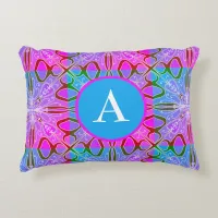 Cute Girly Whimsical Folk Art Pink Purple Blue Accent Pillow